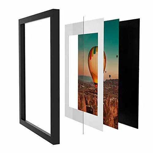 11X14 Black Solid Wood Picture Frame with Mat